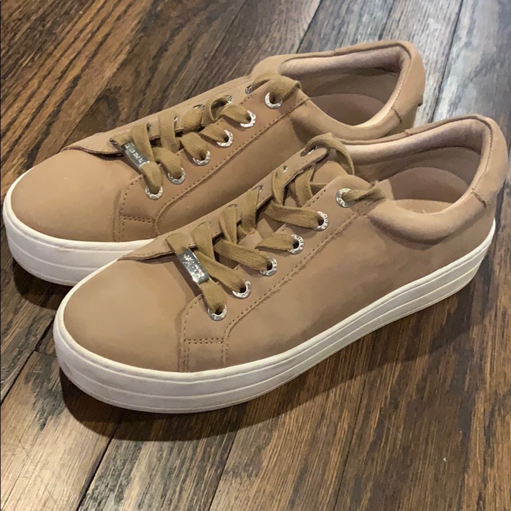 JSlides tan suede sneakers